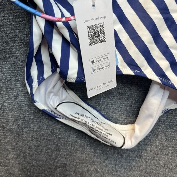 CUPSHE Stripe and Floral One Piece Swimsuit Bathing Suit Push-up NWT Sz L - Picture 8 of 8